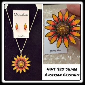 NWT Mosaico Austrian Crystals, 925 Silver, beading, pendant set 💕💕 new line💕💕💕